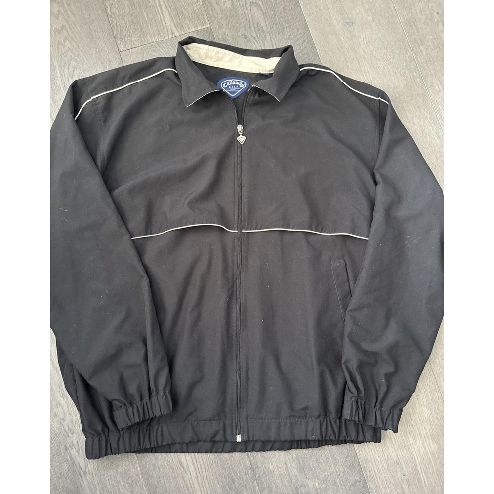 Callaway Golf Jacket Mens XL Black‎ Full Zip Windbreaker Sport Casual Outerwear